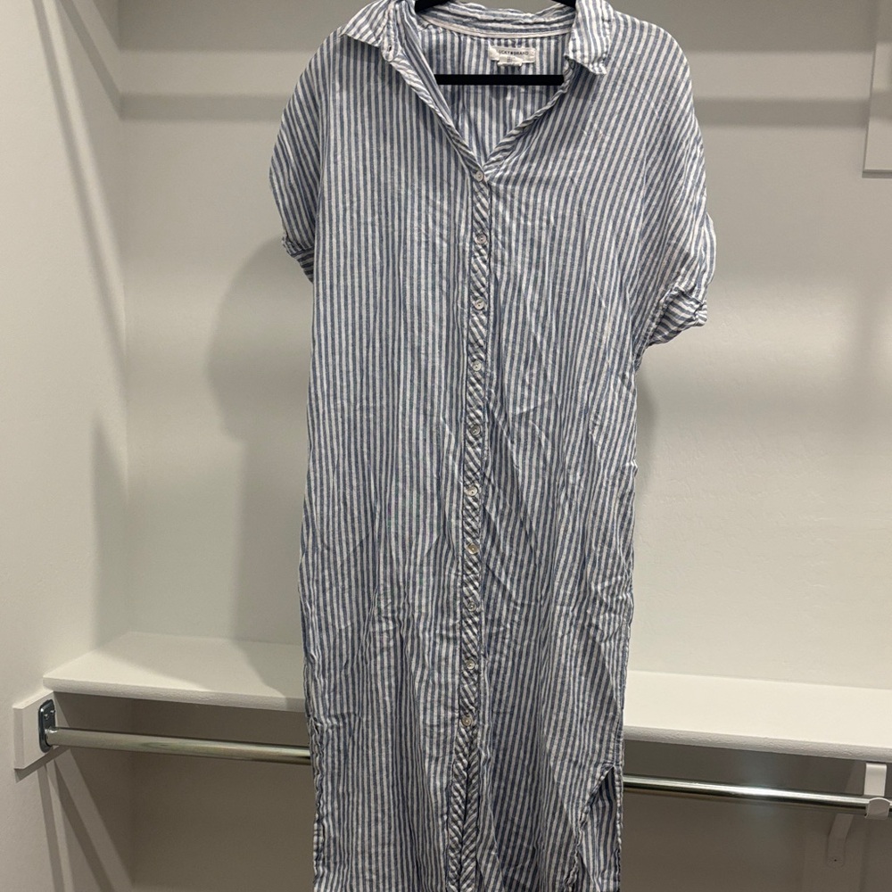 Lucky Brand Blue and White Striped Linen Shirt